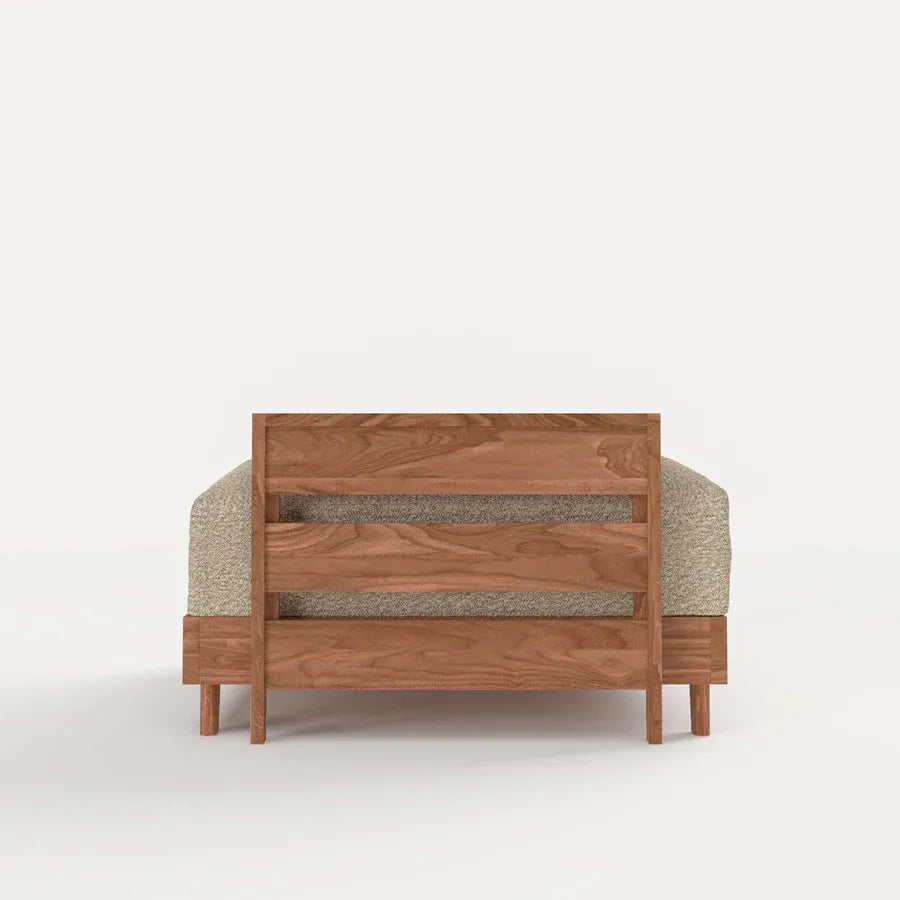 Modular Teak Outdoor Ottoman + Side Table | Alfresco Boucle in Cashew