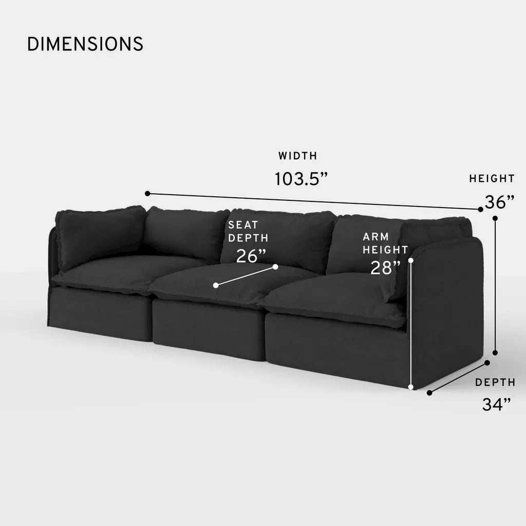 Modular Outdoor Washable 3-Seater | Classic Canvas in Charcoal