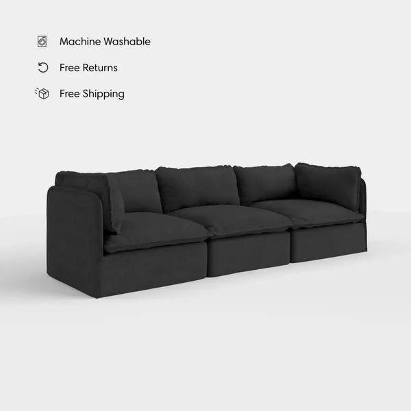 Modular Outdoor Washable 3-Seater | Classic Canvas in Charcoal