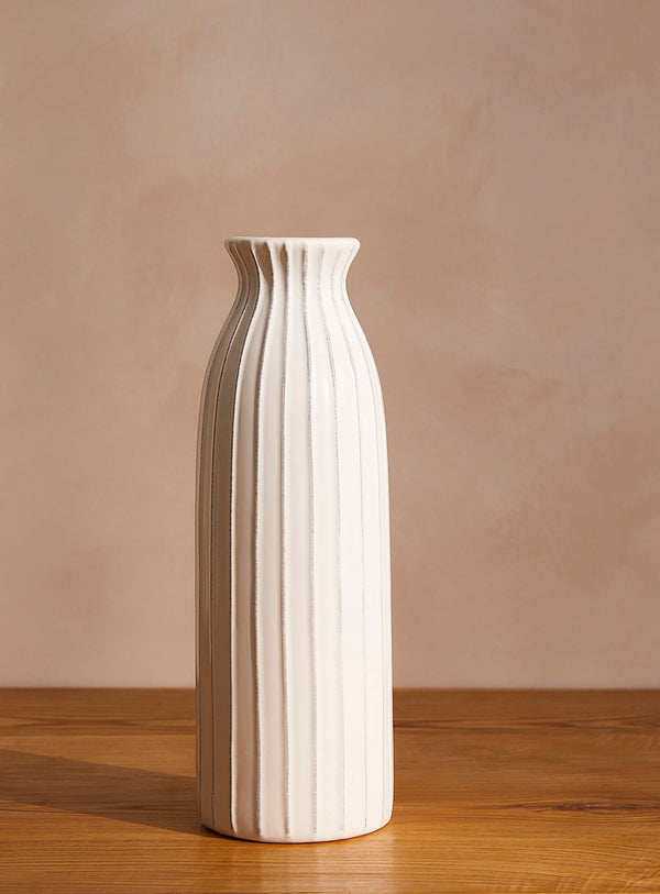 Tall grooved vase