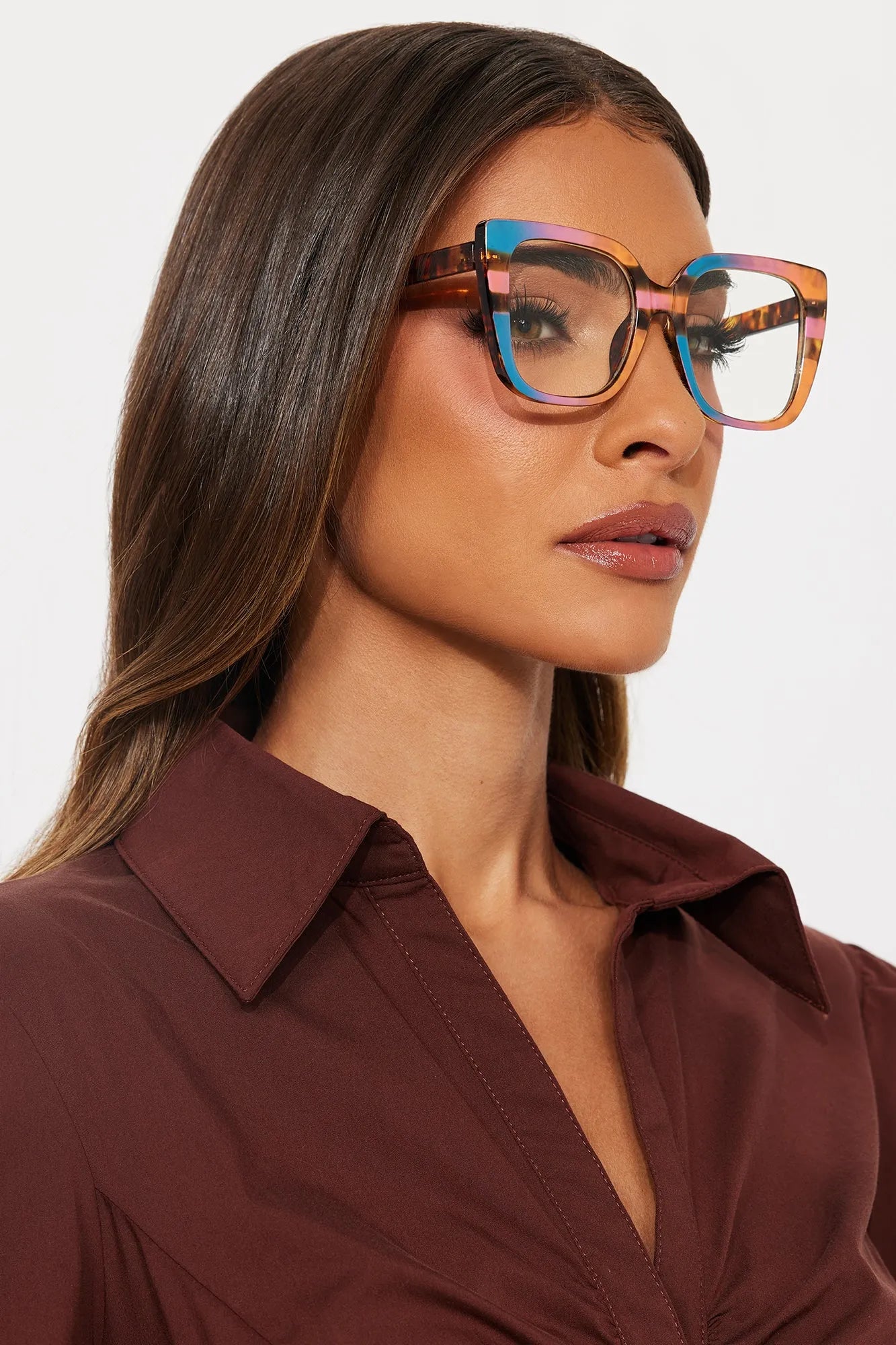 So Trendy Clear Lens Cat Eye Sunglasses - Multi Color