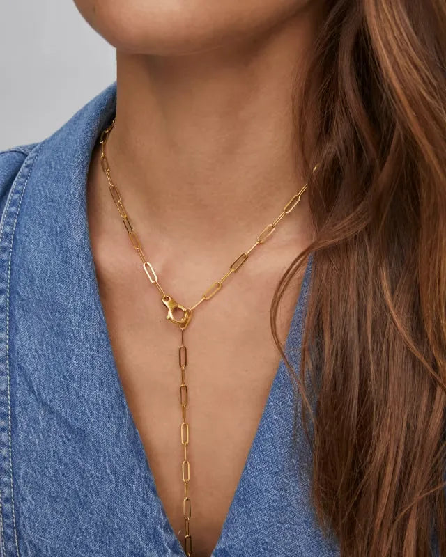 22 Inch Large Paperclip Chain Necklace in 18k Gold Vermeil