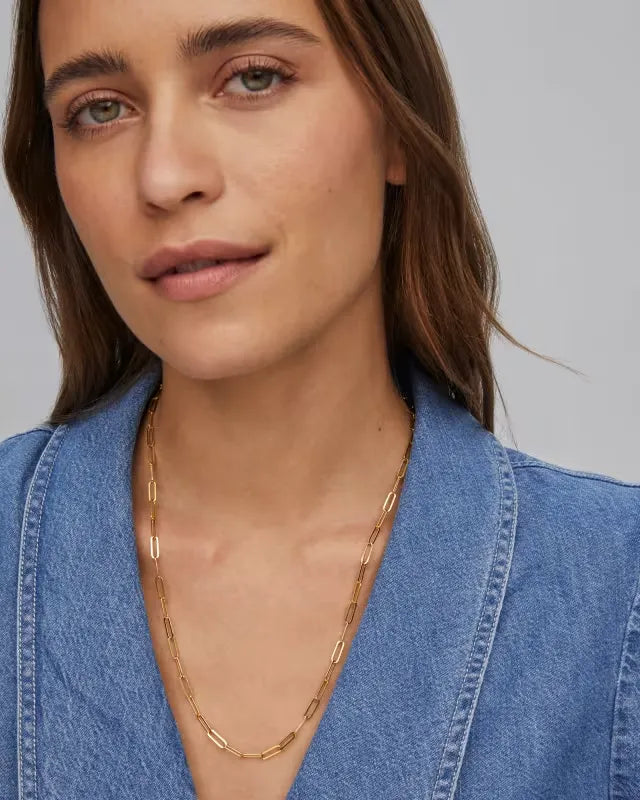 22 Inch Large Paperclip Chain Necklace in 18k Gold Vermeil
