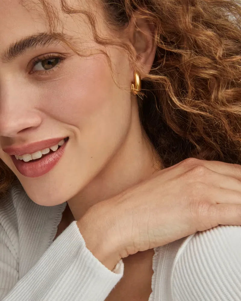 Ellen Wide Huggie Earrings in 18k Gold Vermeil