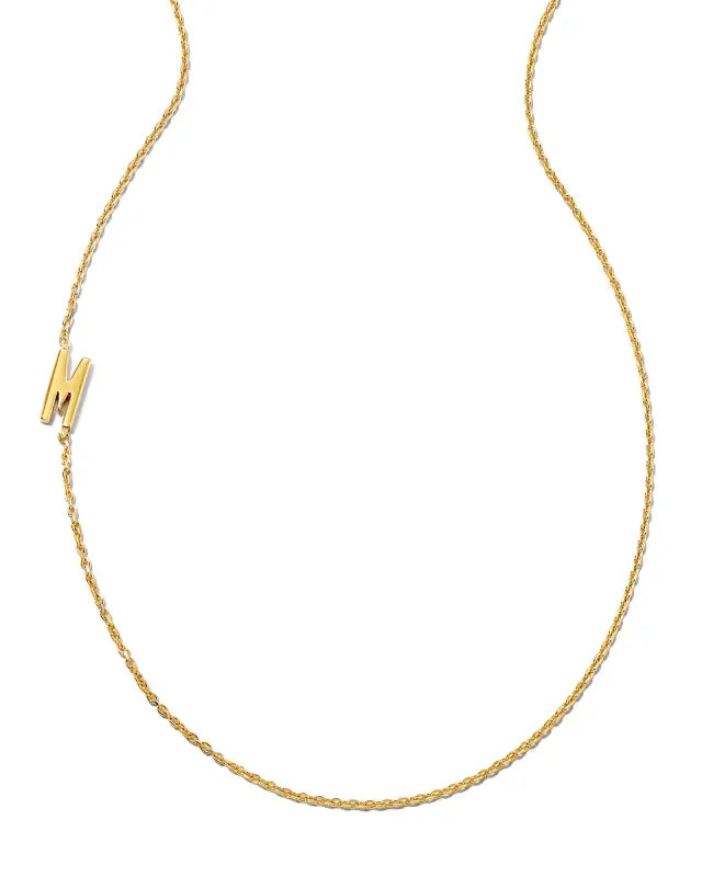 Letter M Inline Initial Necklace in 18k Gold Vermeil