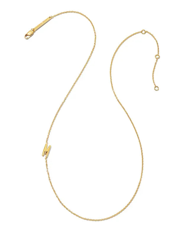 Letter M Inline Initial Necklace in 18k Gold Vermeil