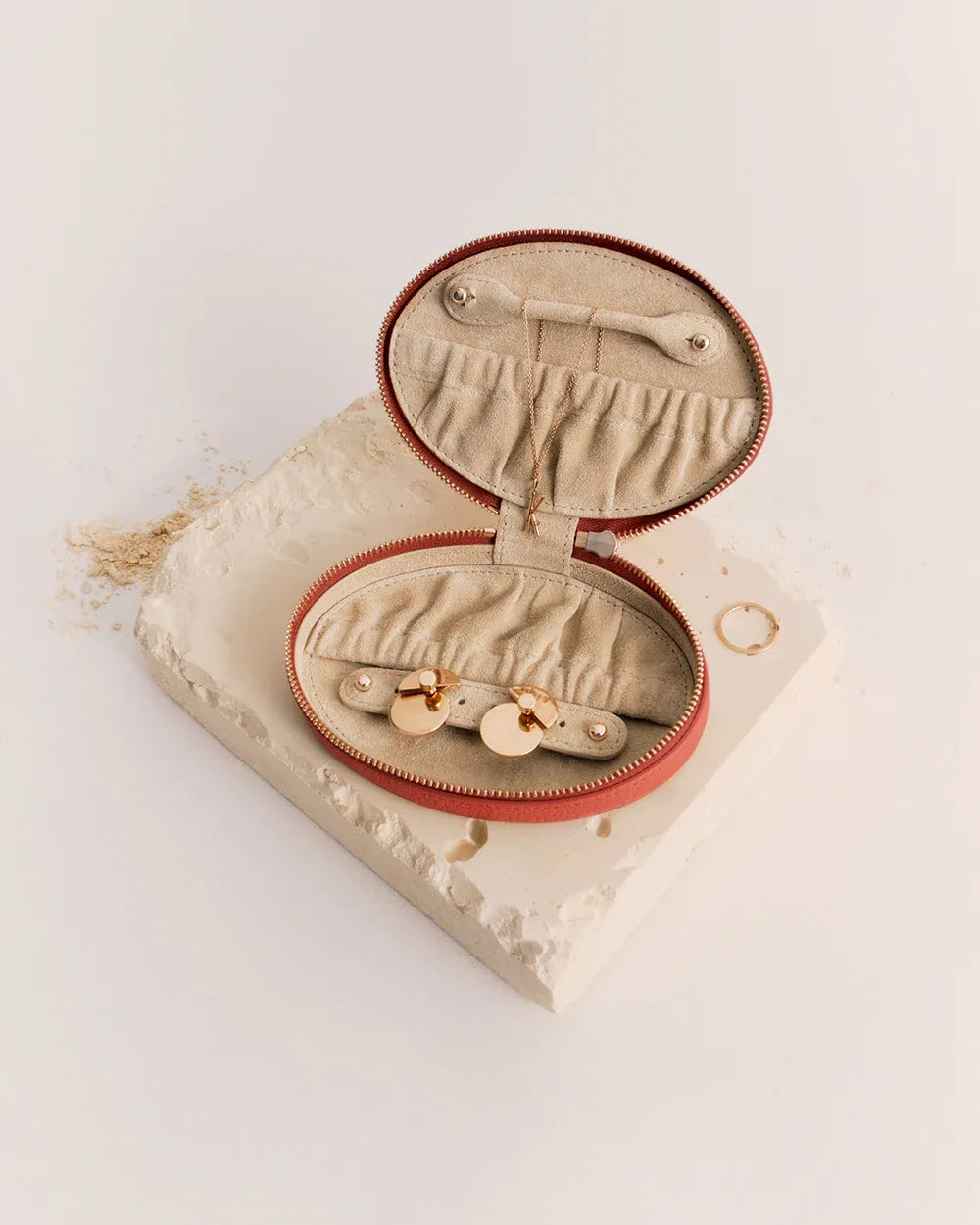 Travel jewelry case- Dark coral