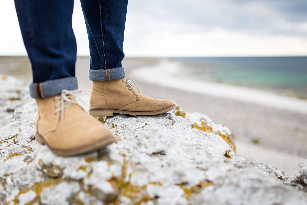 Block-Heel Suede Ankle Boot