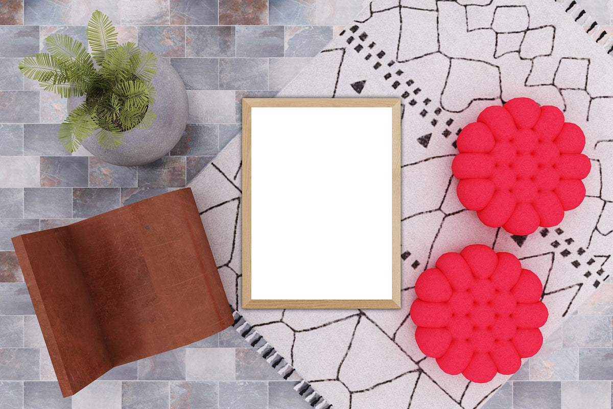 Bouclé Round Pouf Ottoman