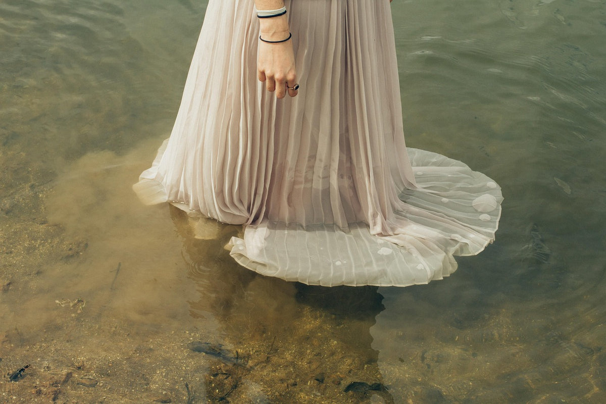 Satin Pleated Midi Skirt