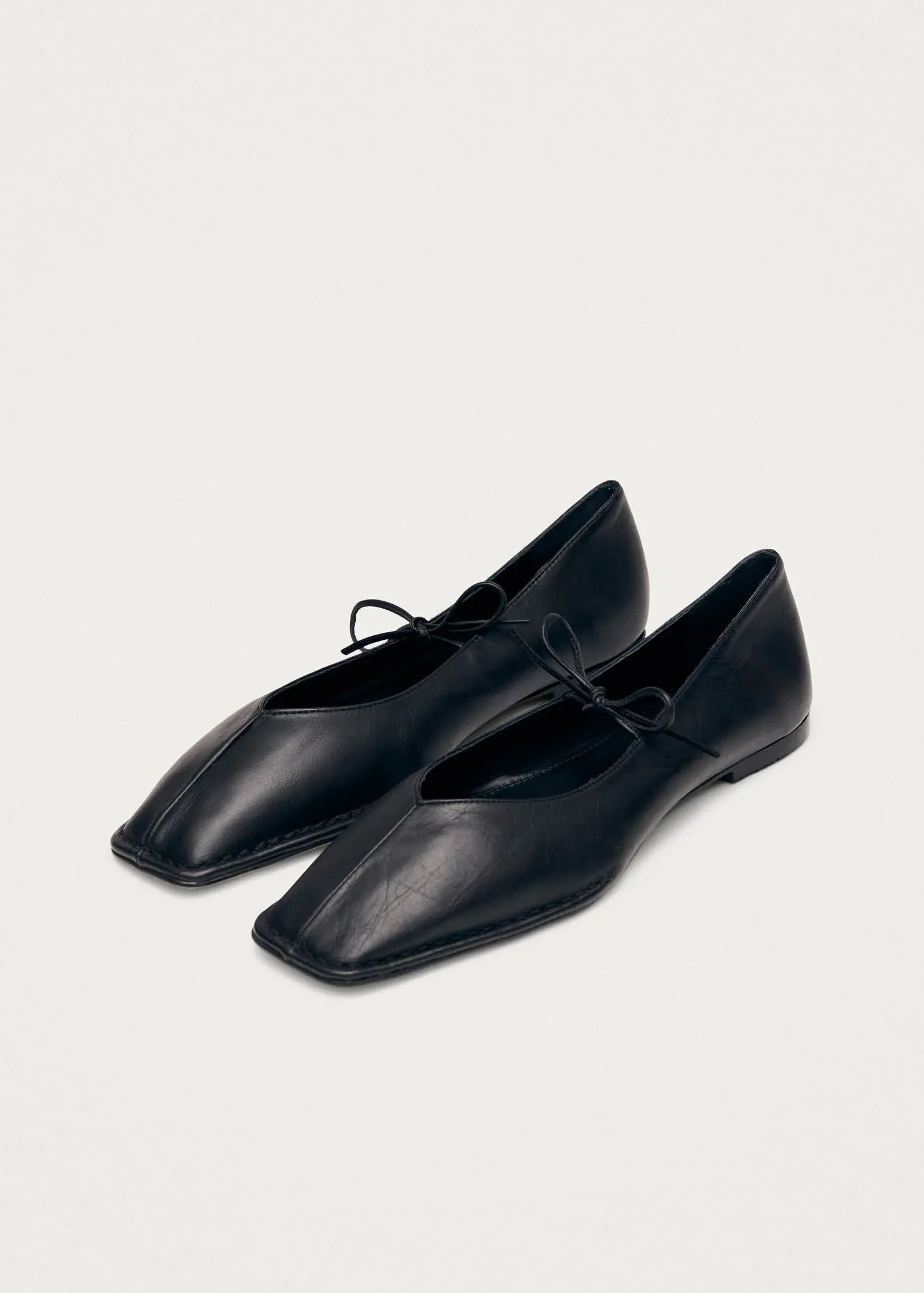 Sway Black Leather Ballet Flats