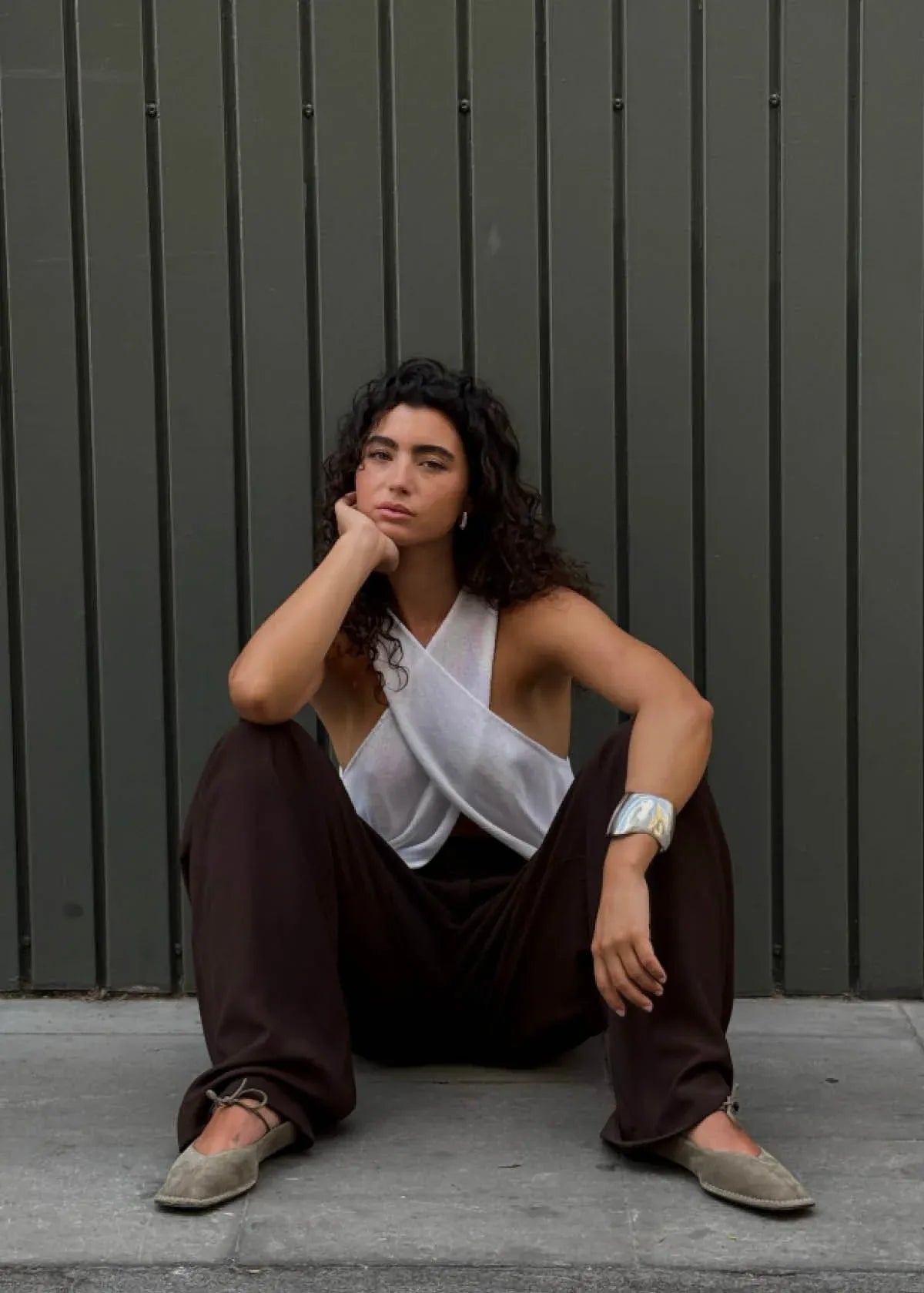 Sway Suede Khaki Leather Ballet Flats