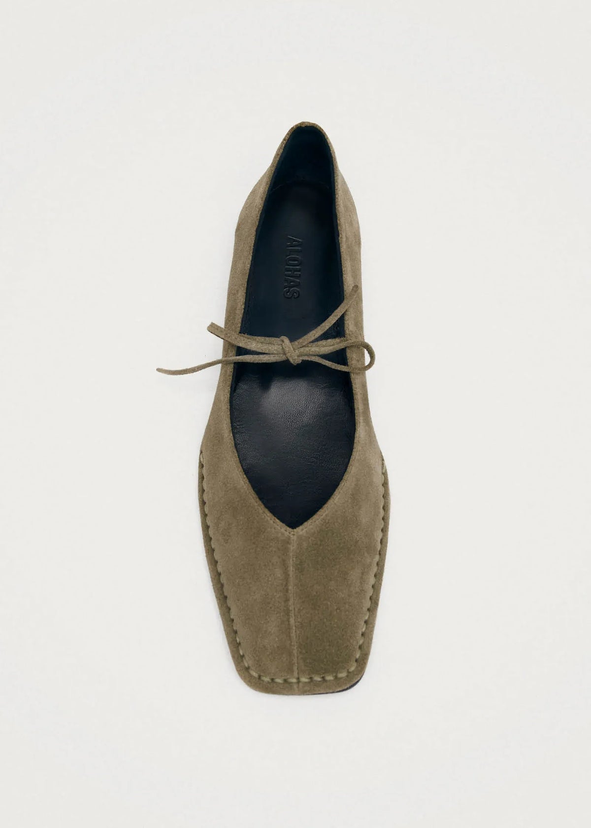 Sway Suede Khaki Leather Ballet Flats
