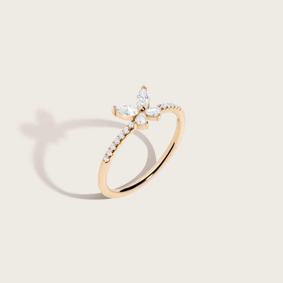 Diamond butterfly ring