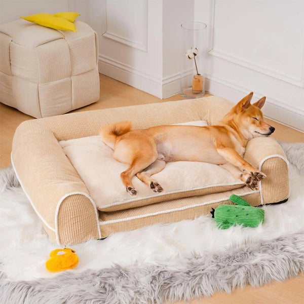 Deluxe flannel double-layer orthopedic dog sofa bed