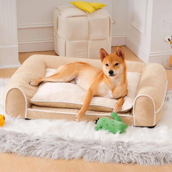 Deluxe flannel double-layer orthopedic dog sofa bed