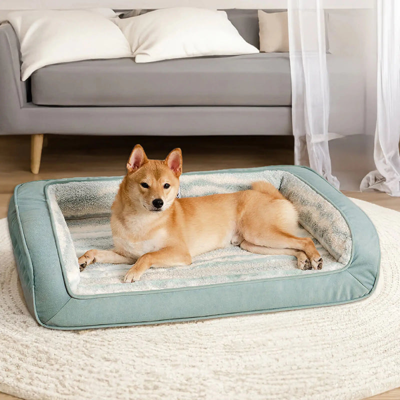 Modern style faux lambswool cozy orthopedic dog sofa bed