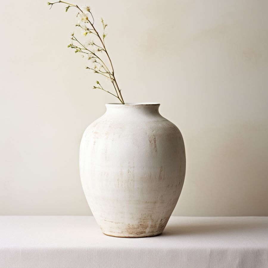 Ceramic decor oval vase clay