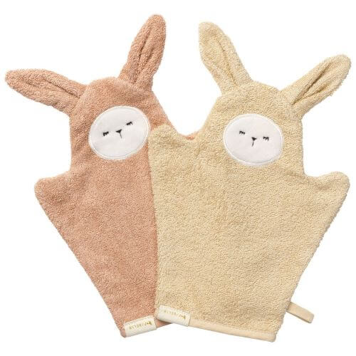 Bath mittens with bunny ears old