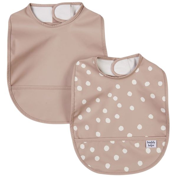 2-Pack dots bibs taupe