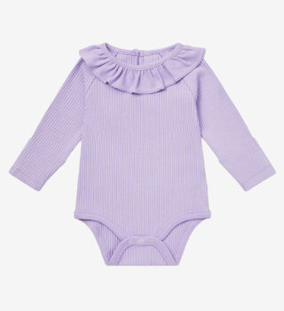 Frilled ribbed long sleeve bodysuit