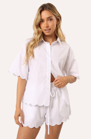 Katy short sleeve button up - white