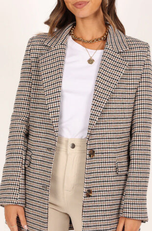 Genevieve small plaid blazer - brown