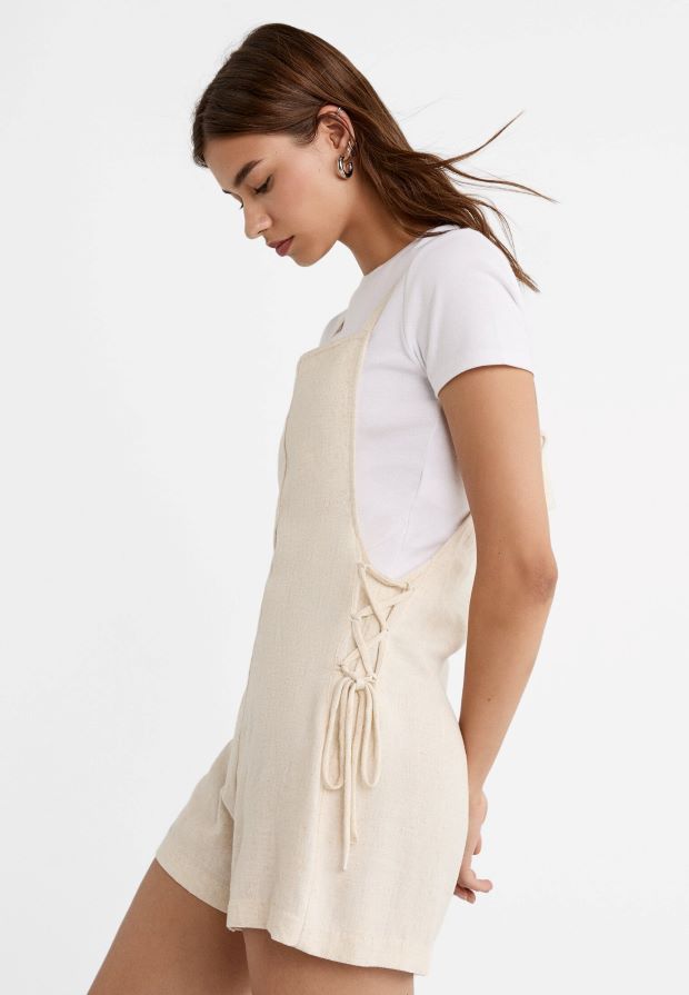 Short dungarees line with linen