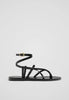 Flat leather sandals with straps