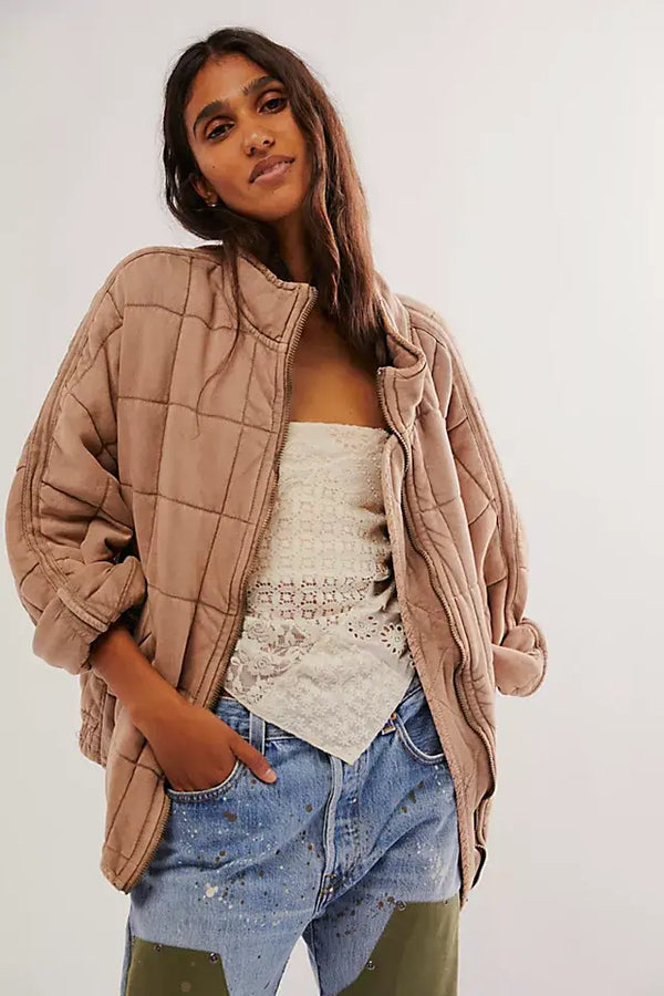 Dolman quilted knit jacket