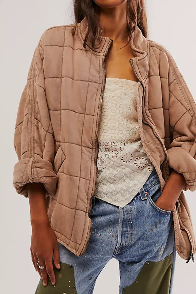 Dolman quilted knit jacket