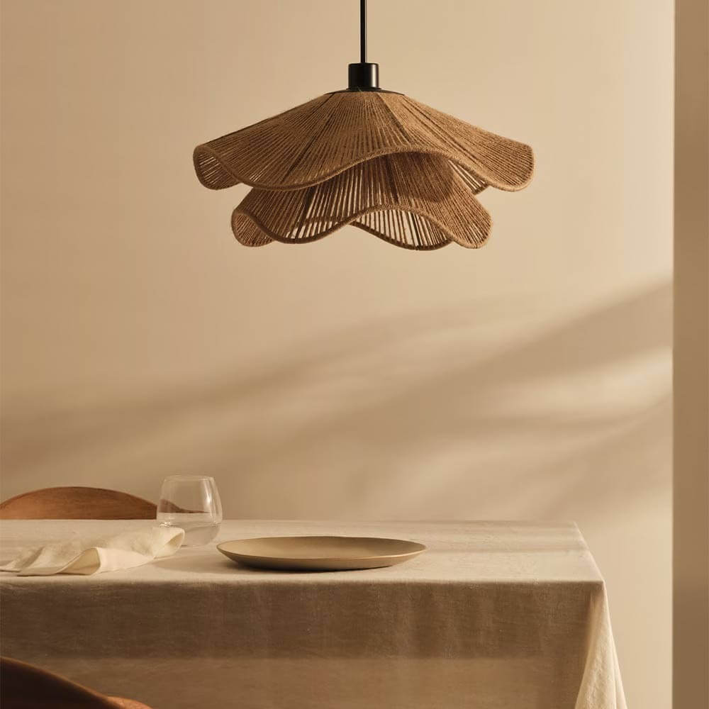 Suspension shade jute natural finish