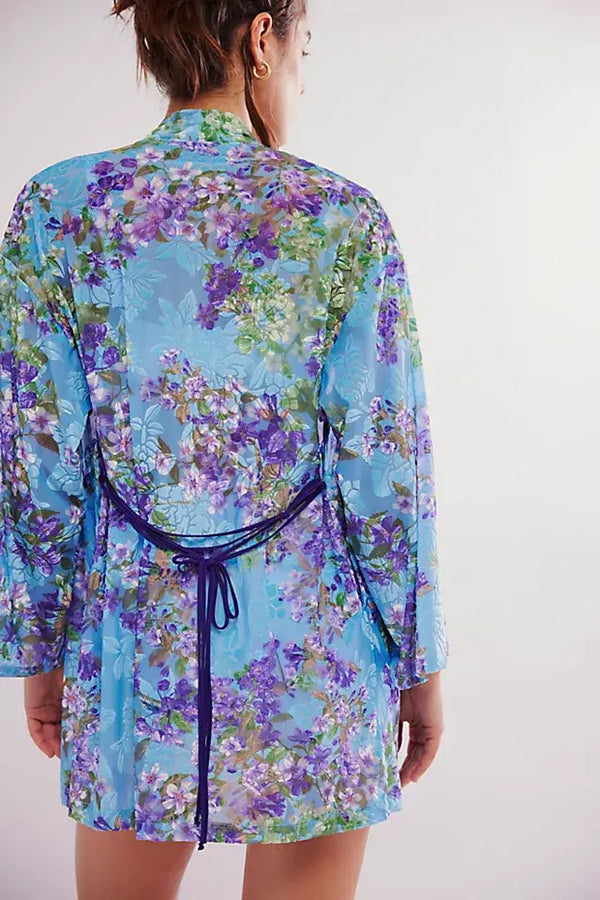 Lavender bouquet kimono