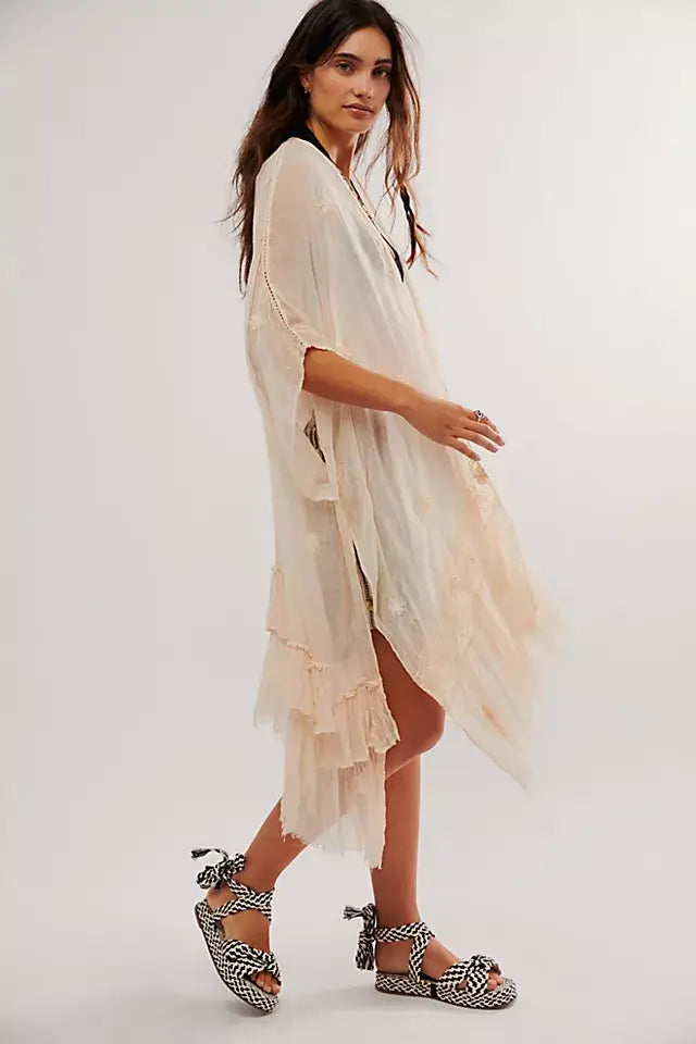 Romantic ruffle kimono