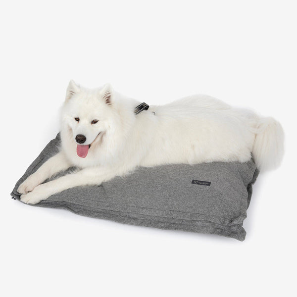 Grey linen pillow dog bed
