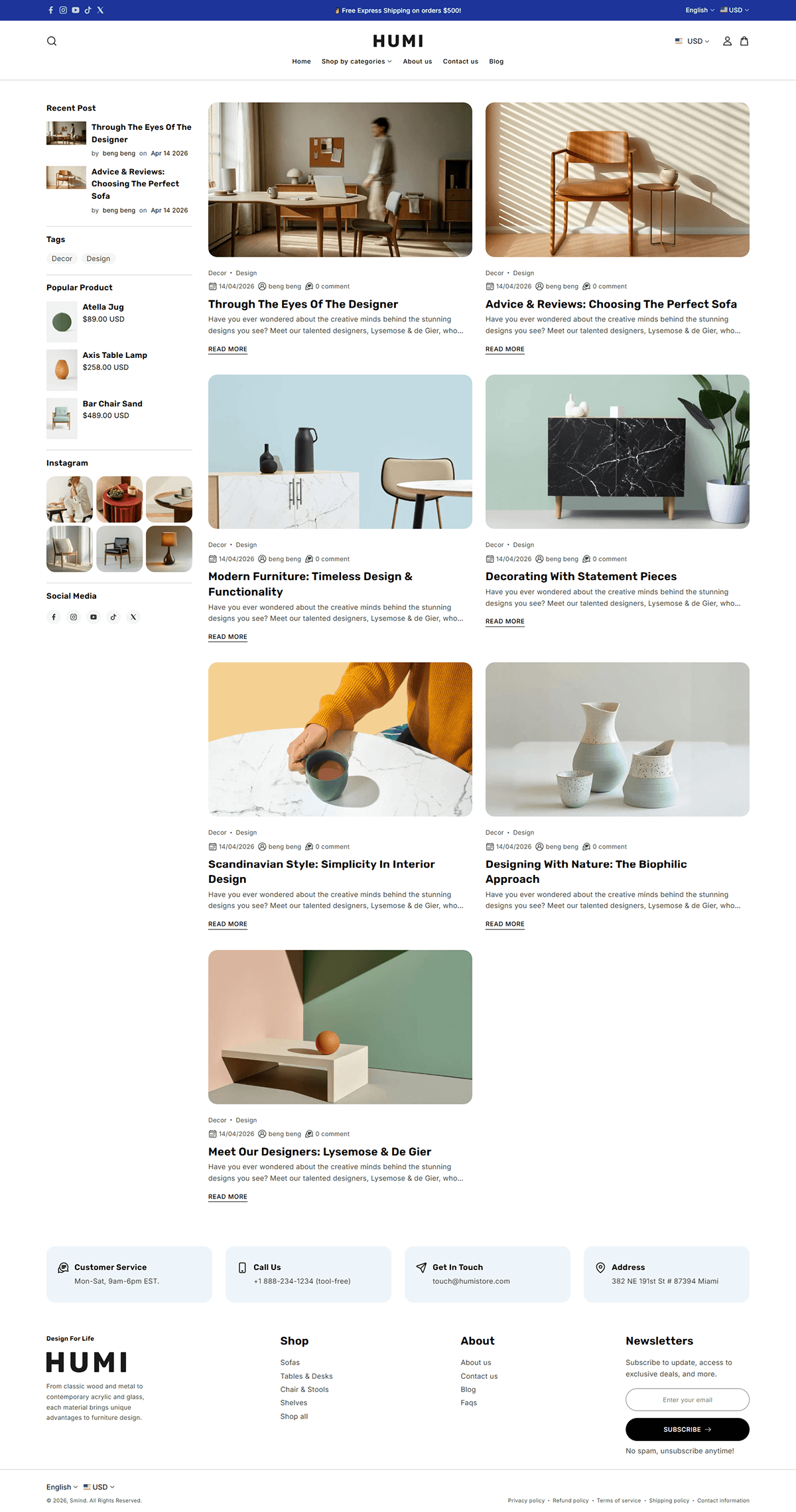 Humi - Blog list