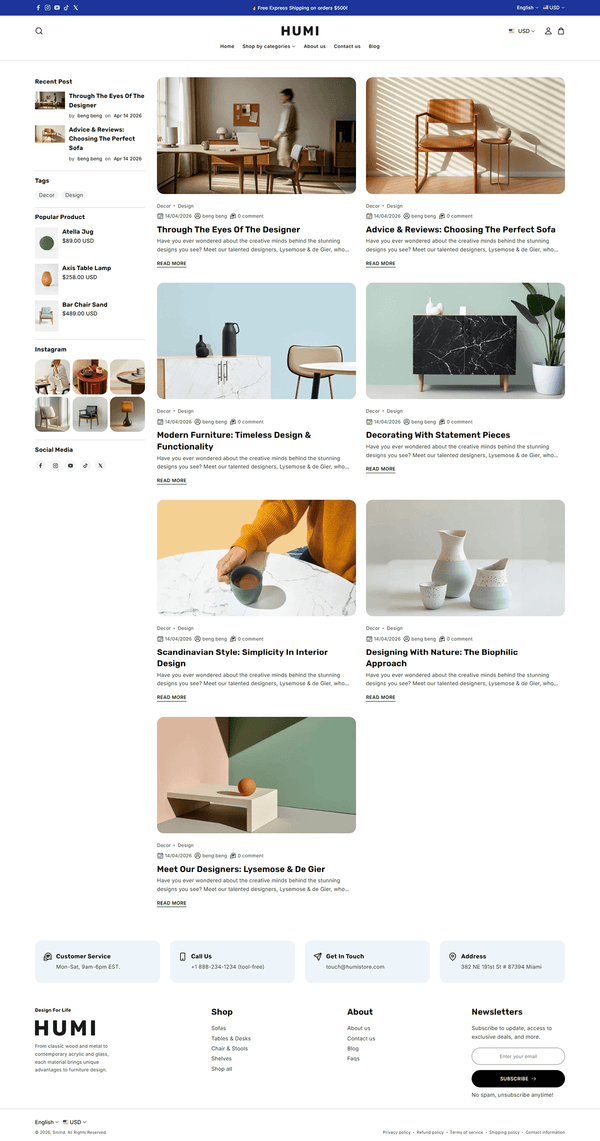 Humi - Blog list